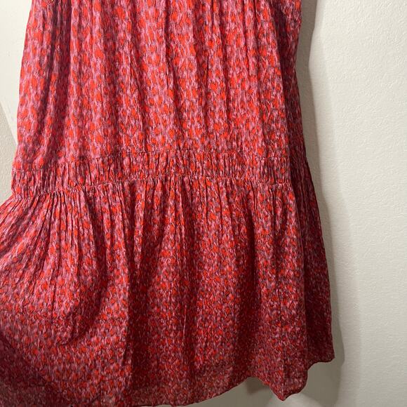Joie Bondi Tiered Sleeveless V-Neck Maxi Dress Tea Rose Red Women’s - Size L - Picture 6 of 8